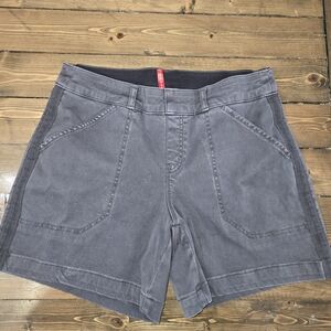 SPANX Black/Gray High-Waist Slimming Pull On Shorts Size Medium